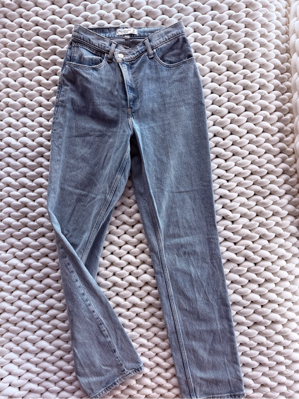 Abercrombie & Fitch Diagonal Zipper Jeans In Longer Length